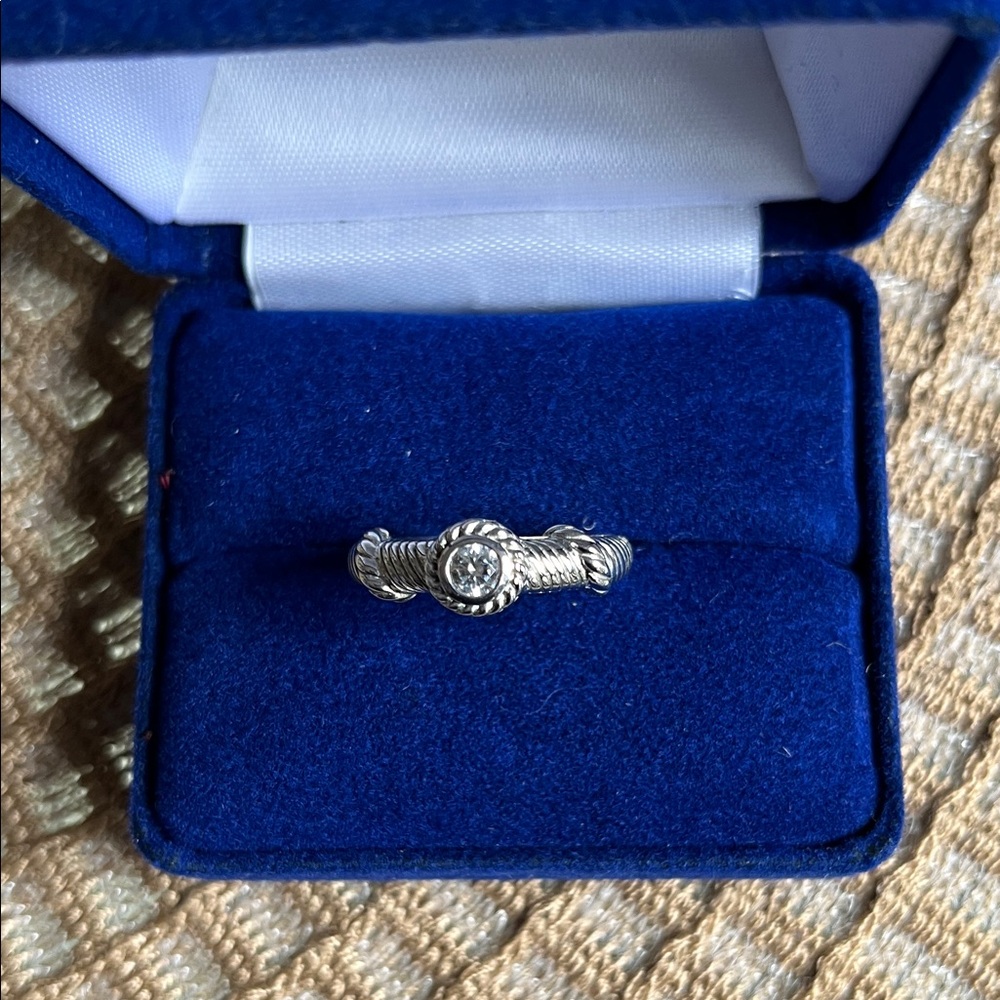 Judith Ripka 925 Silver Ring with Beautiful CZ Diamond Detail